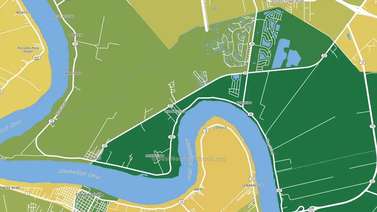 Darrow, LA block-group voter-turnout map