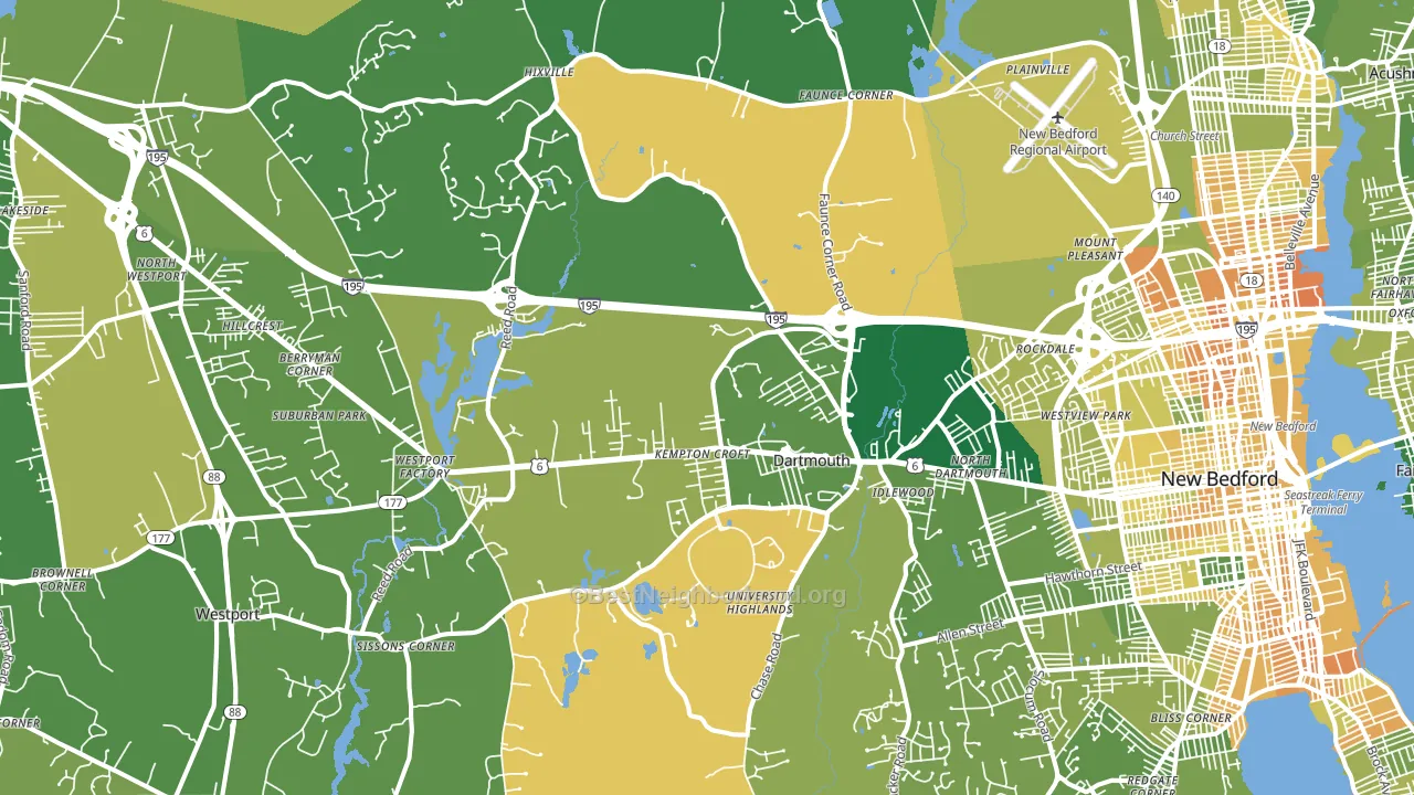 Dartmouth, MA block-group voter-turnout map