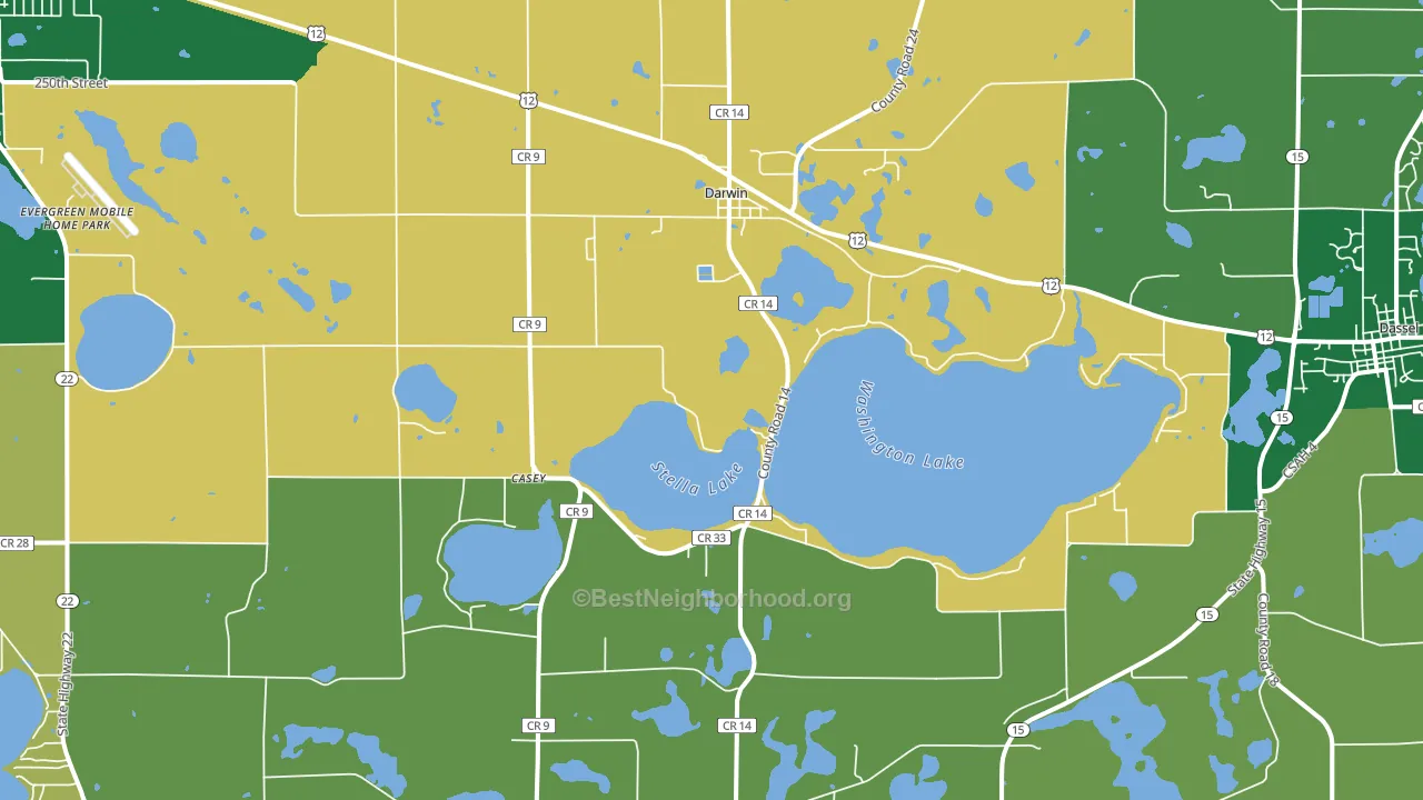 Darwin, MN block-group voter-turnout map