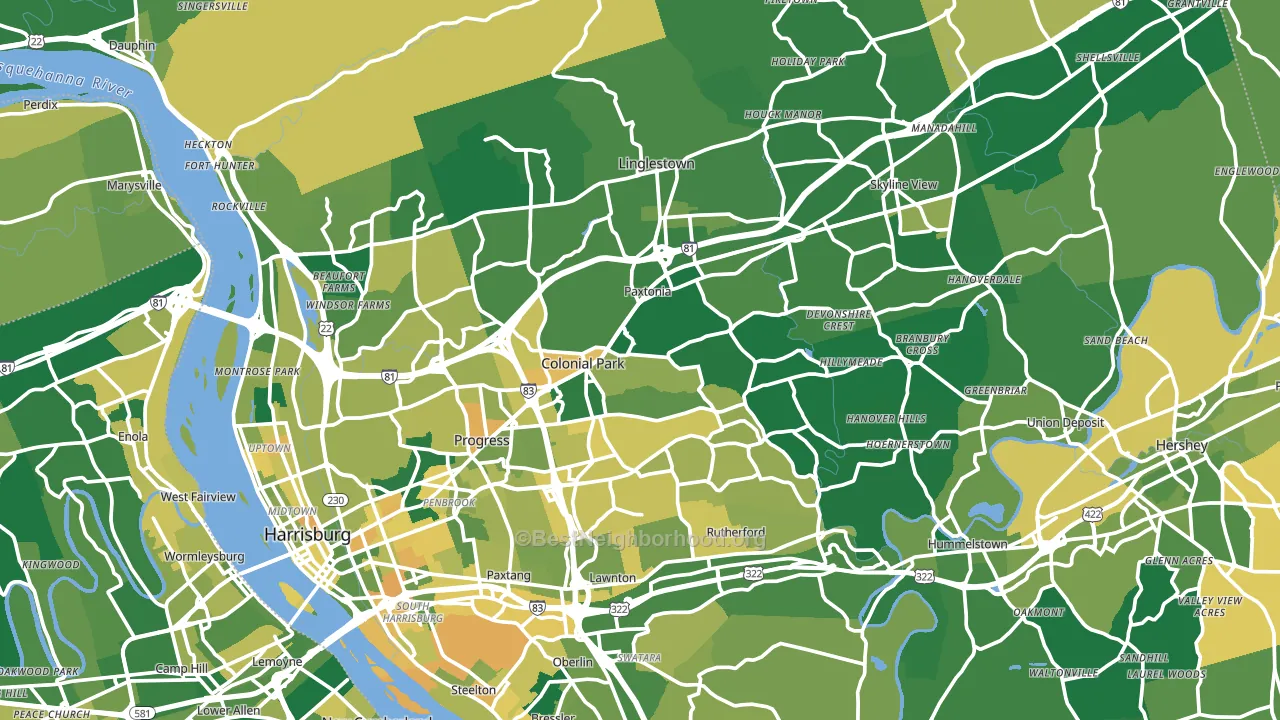 Dauphin County, PA block-group voter-turnout map