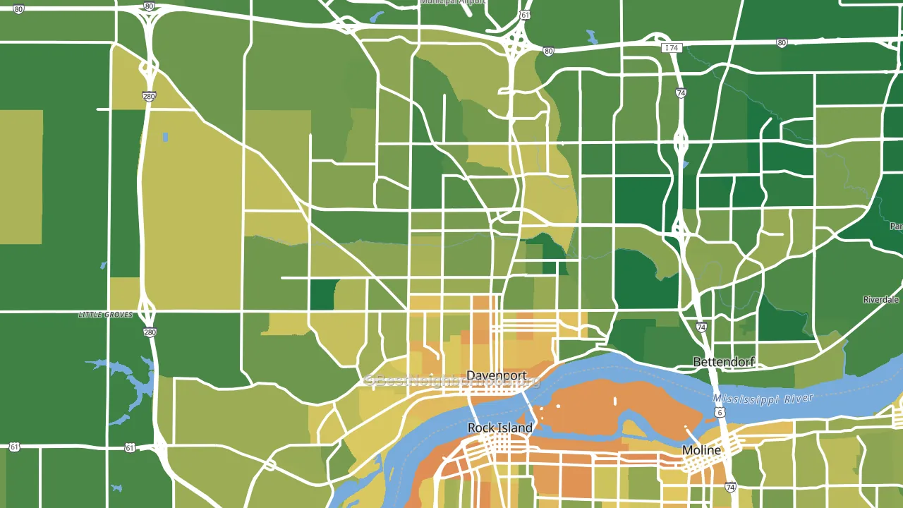 Davenport, IA block-group voter-turnout map