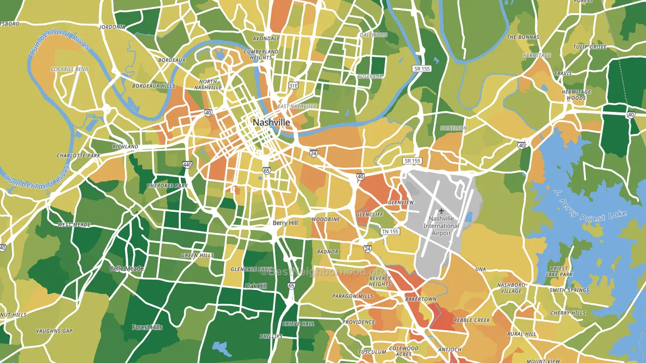 Davidson County, TN block-group voter-turnout map