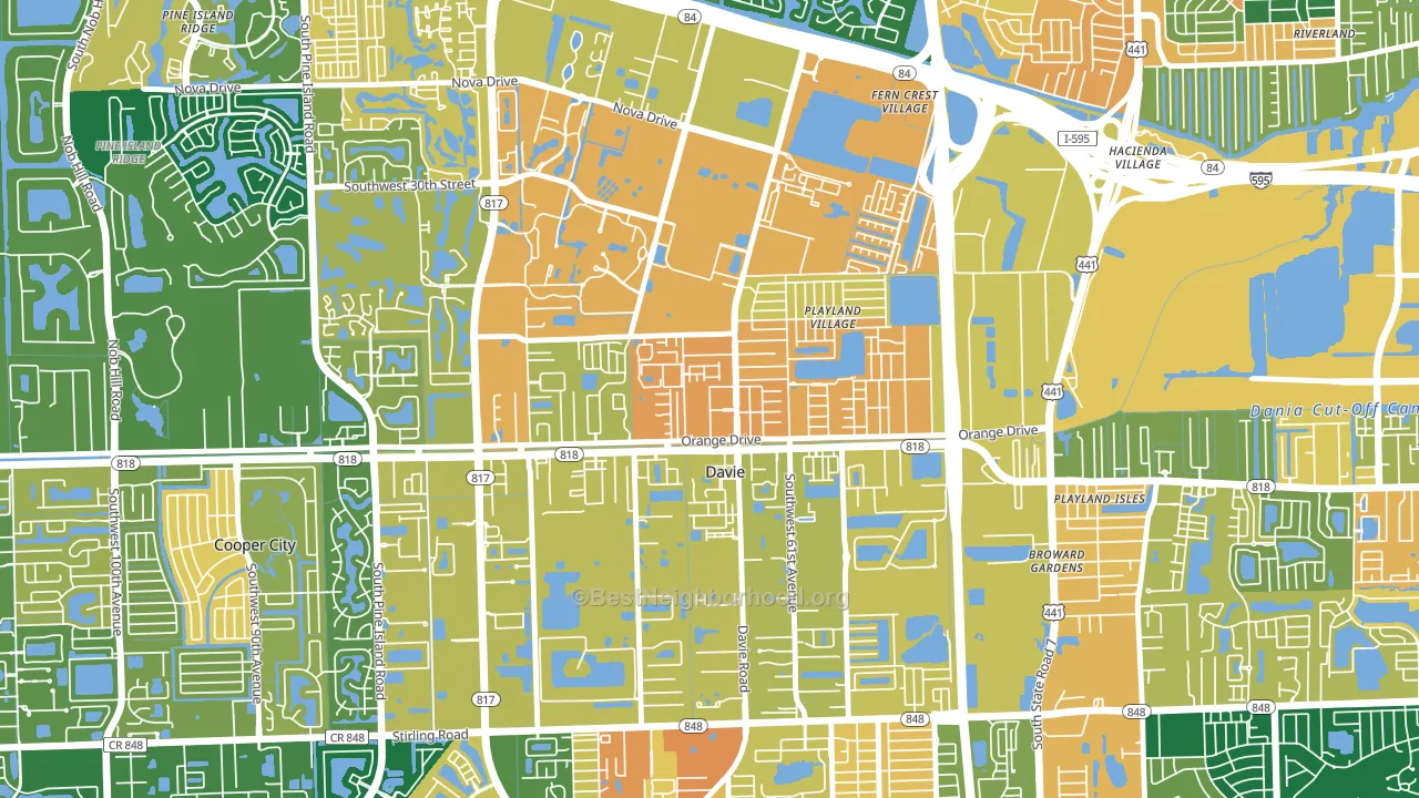 Davie Heights, Davie, FL block-group voter-turnout map