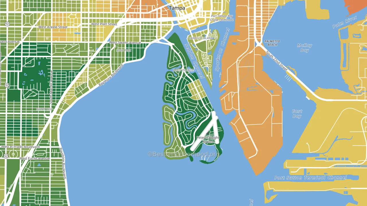 Davis Island, Tampa, FL block-group voter-turnout map
