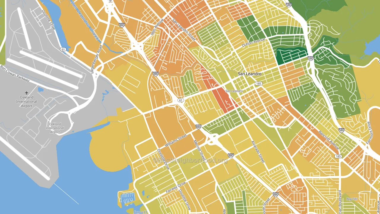 Davis Tract, San Leandro, CA block-group voter-turnout map