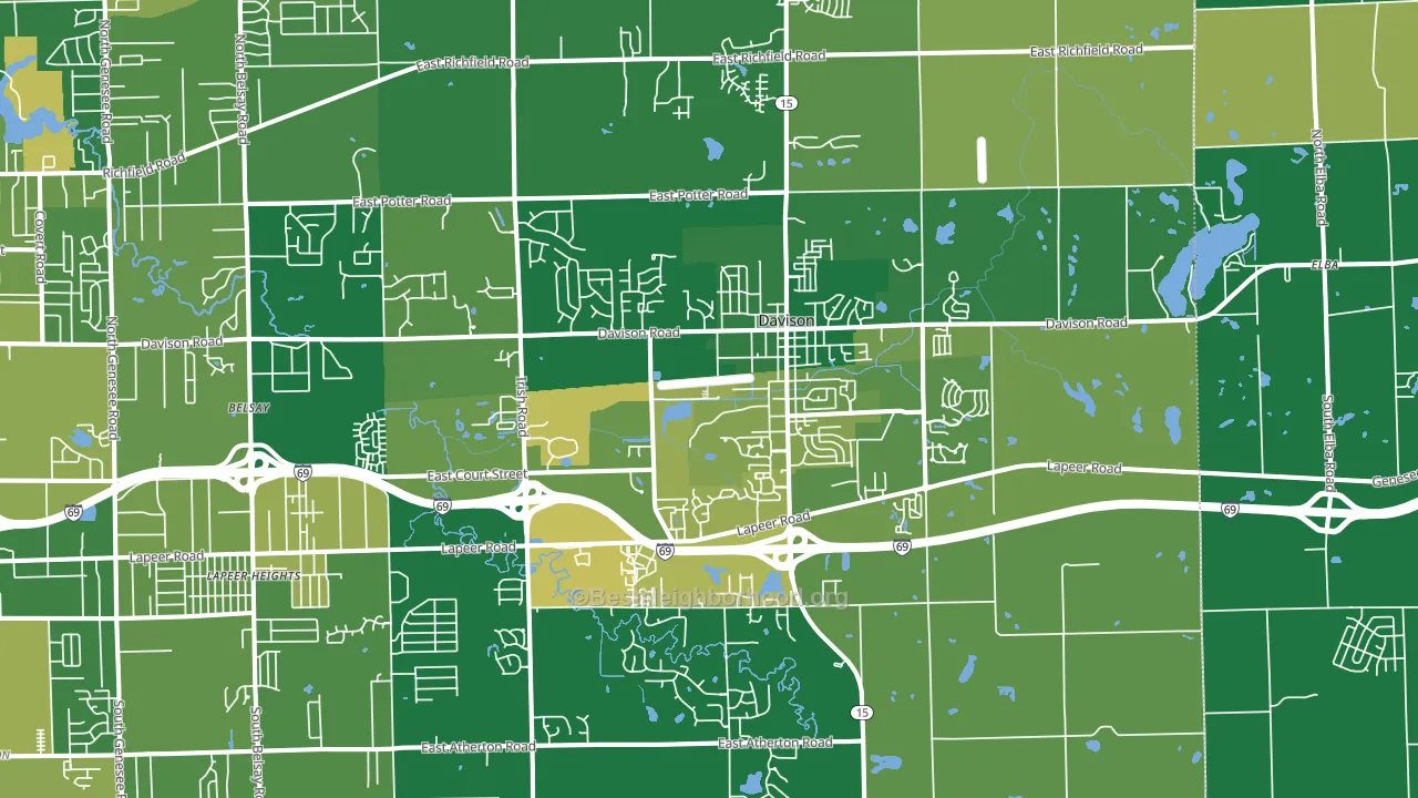Davison, MI block-group voter-turnout map