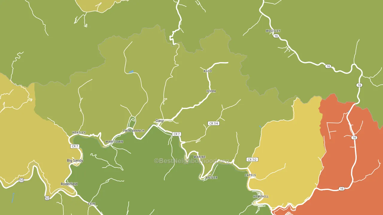 Davy, WV block-group voter-turnout map