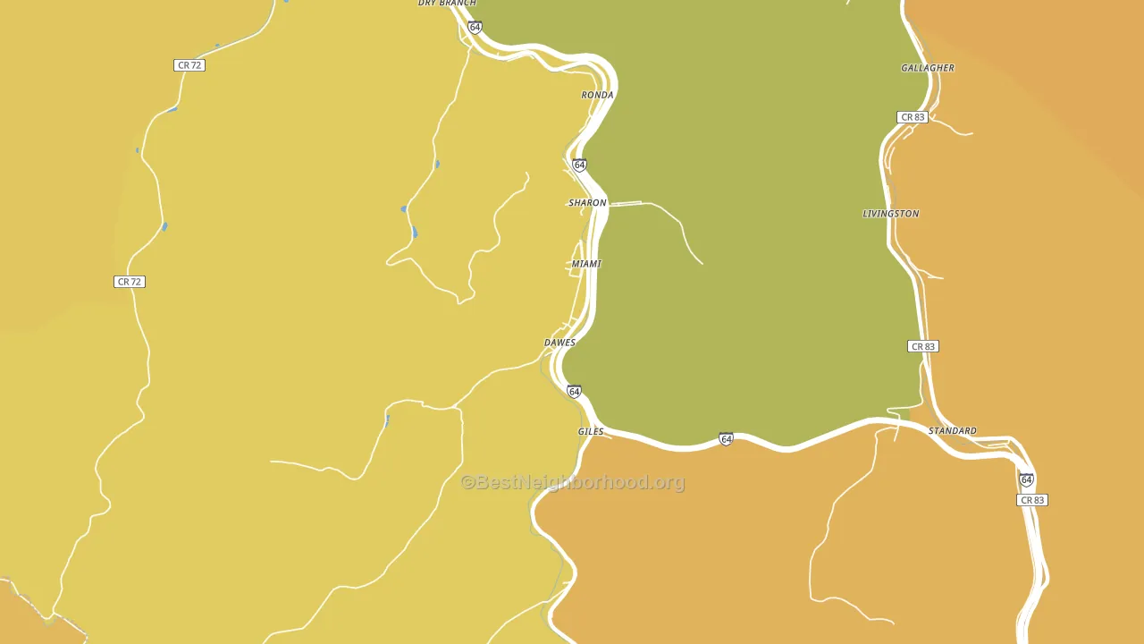 Dawes, WV block-group voter-turnout map