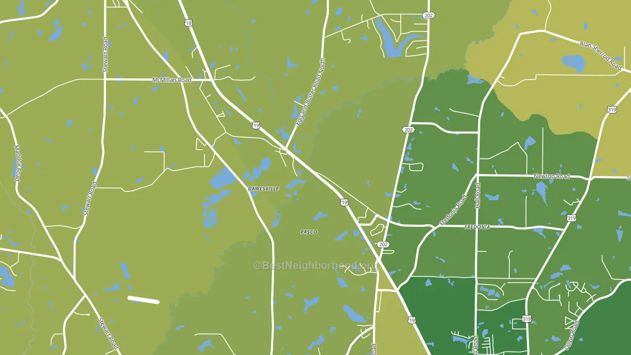 Dawesville, GA block-group voter-turnout map