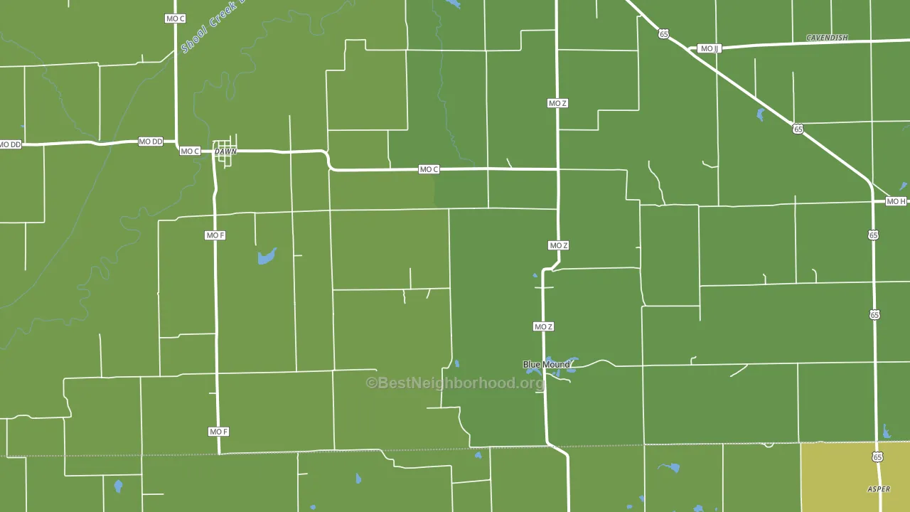Dawn, MO block-group voter-turnout map