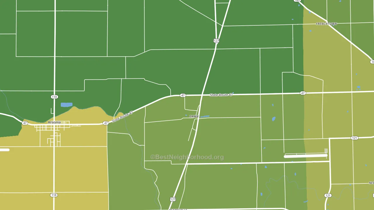 Dawn, OH block-group voter-turnout map