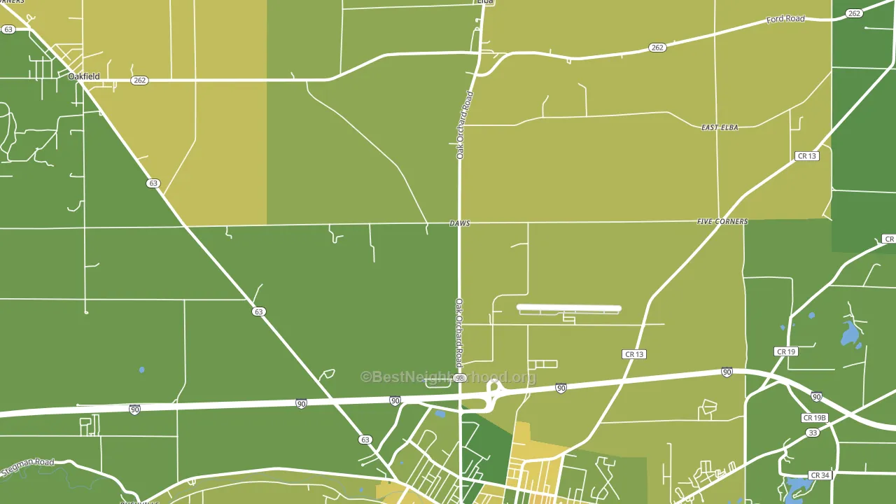 Daws, NY block-group voter-turnout map
