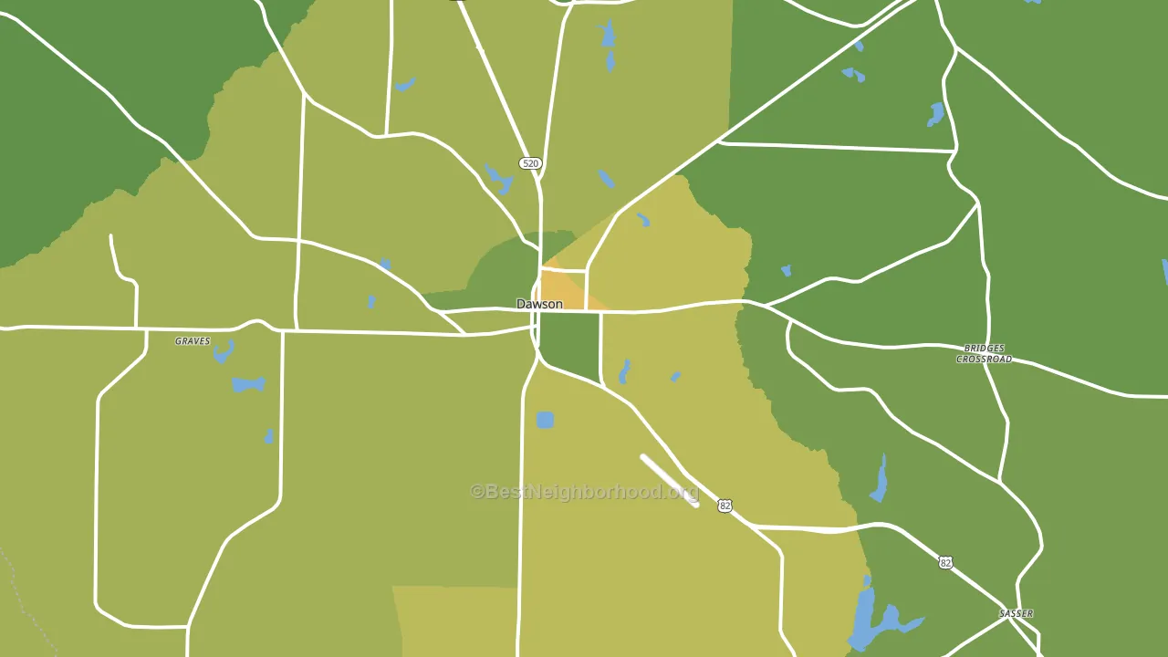 Dawson, GA block-group voter-turnout map