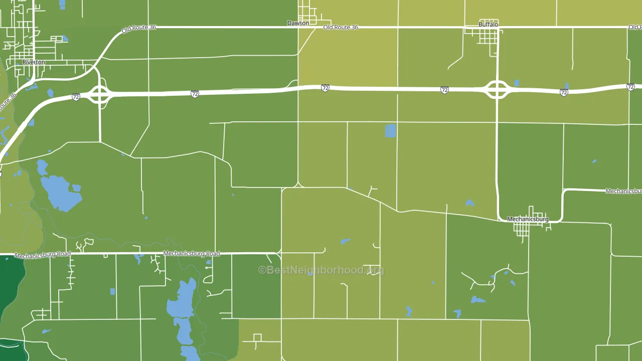 Dawson, IL block-group voter-turnout map