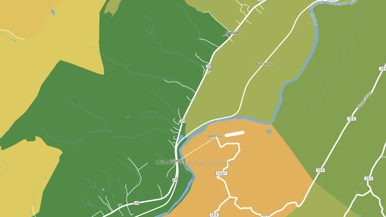 Dawson, MD block-group voter-turnout map