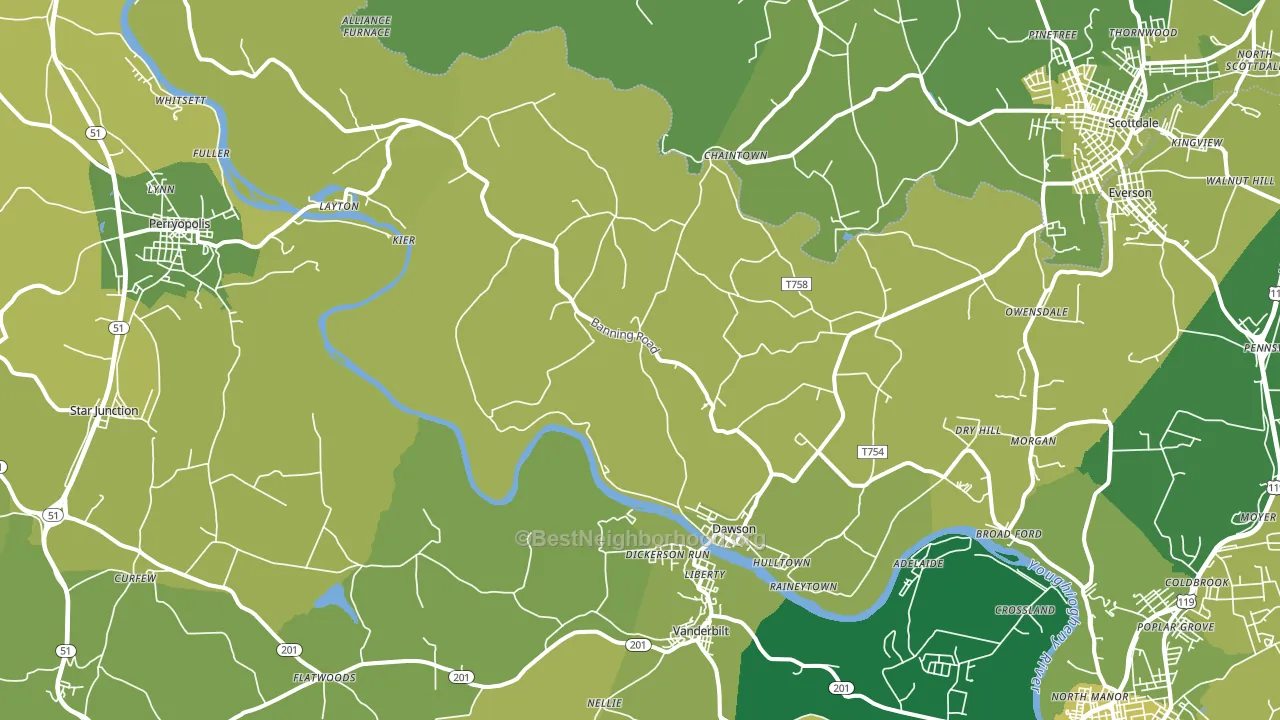 Dawson, PA block-group voter-turnout map