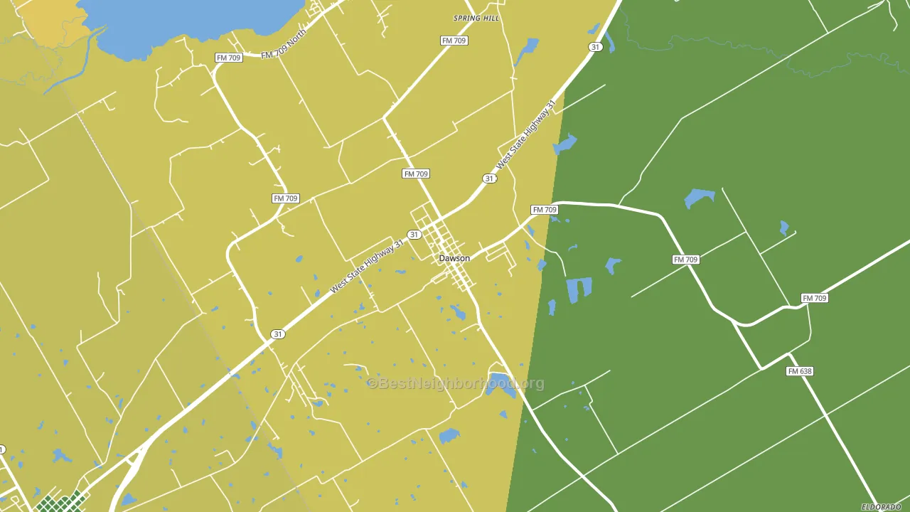 Dawson, TX block-group voter-turnout map