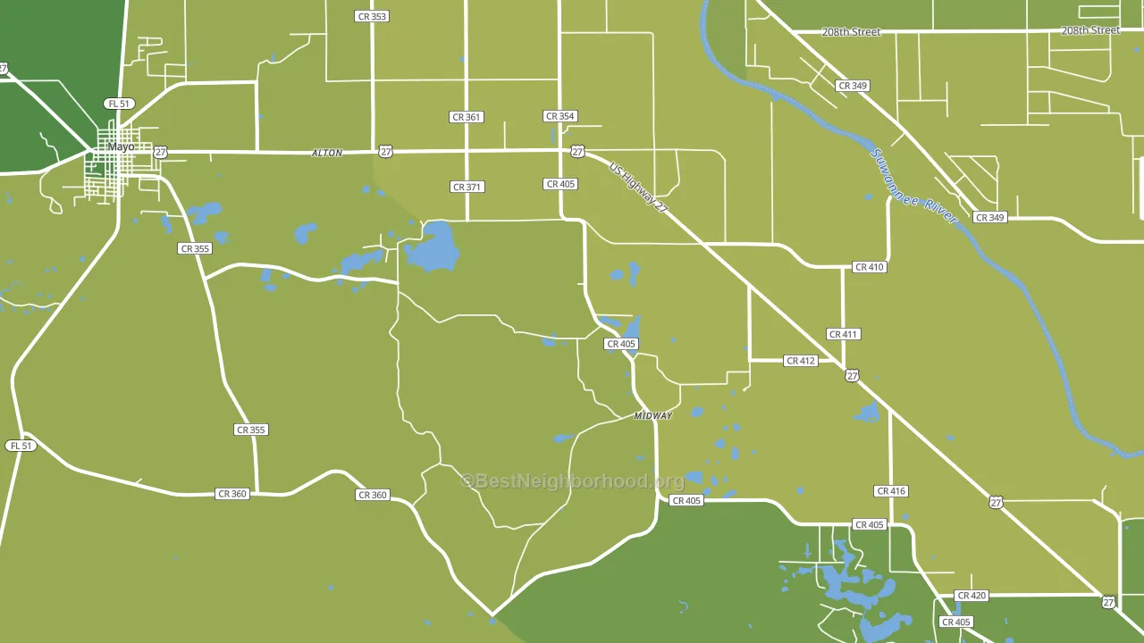Day, FL block-group voter-turnout map