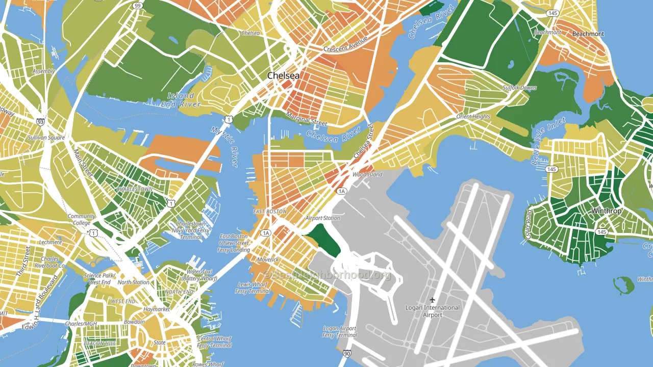 Day Square, Boston, MA block-group voter-turnout map