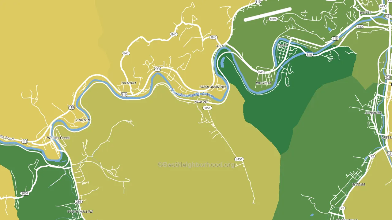 Dayhoit, KY block-group voter-turnout map
