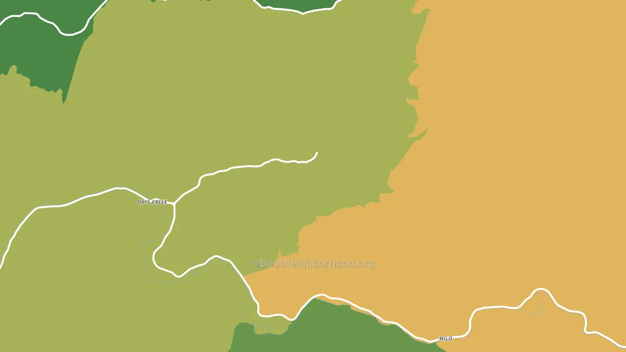 Days Creek, OR block-group voter-turnout map