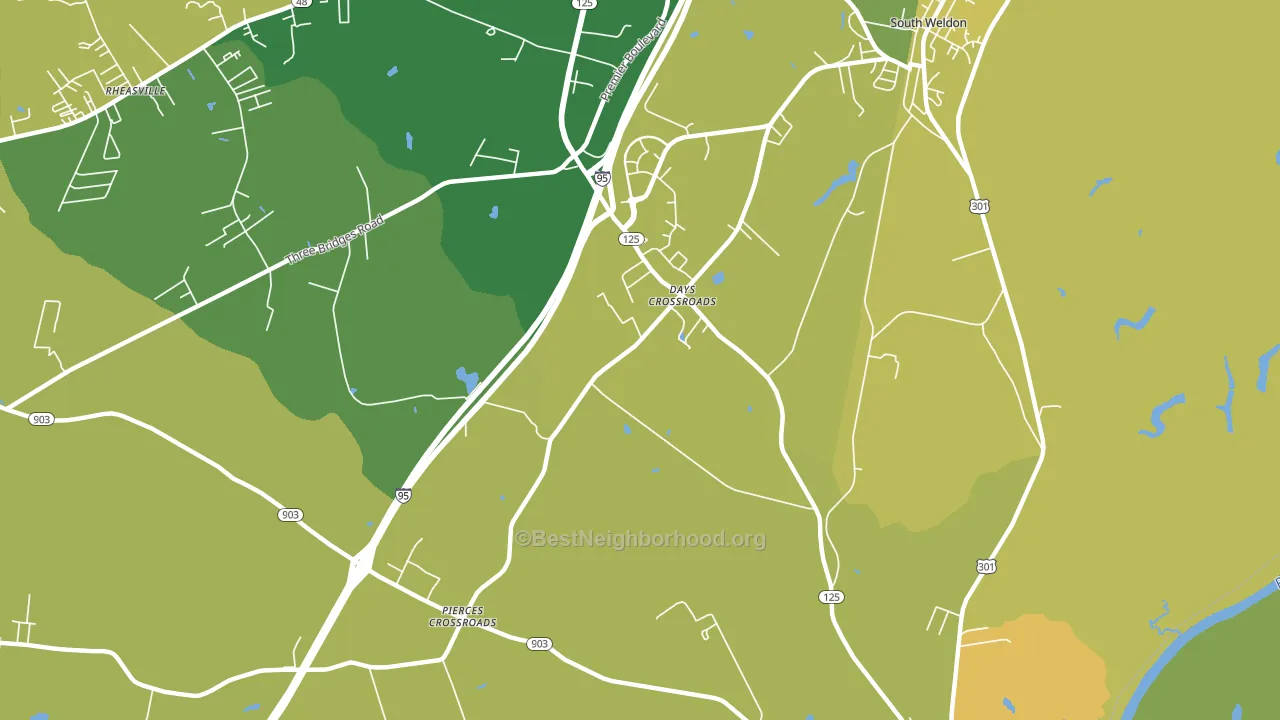 Days Crossroads, NC block-group voter-turnout map