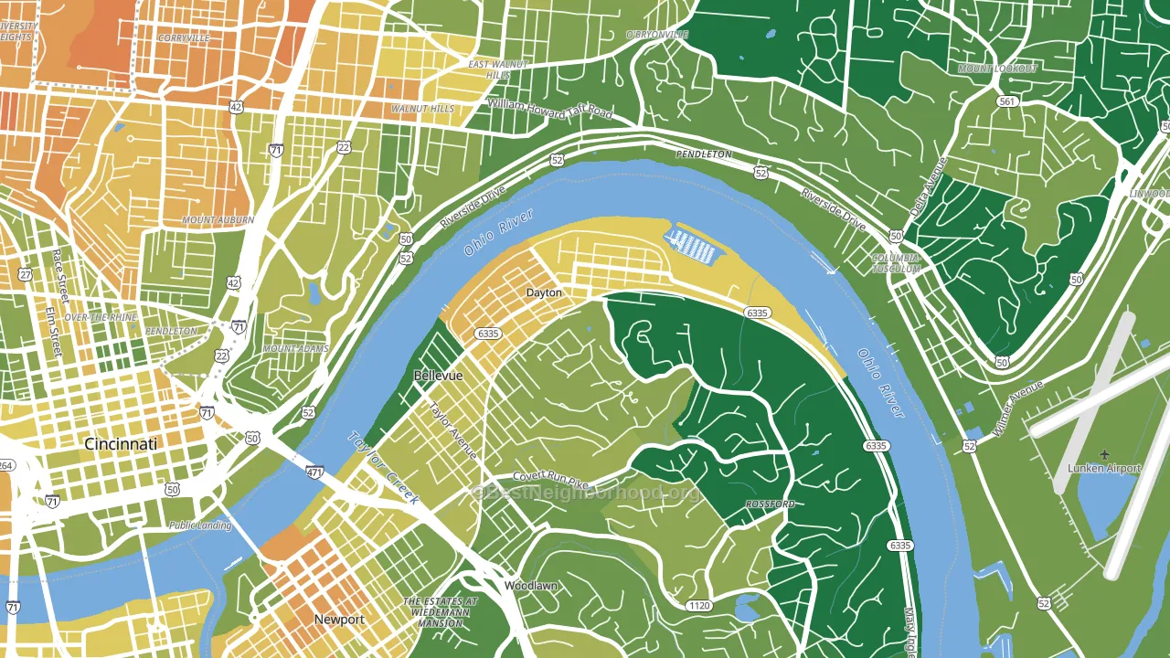 Dayton, KY block-group voter-turnout map