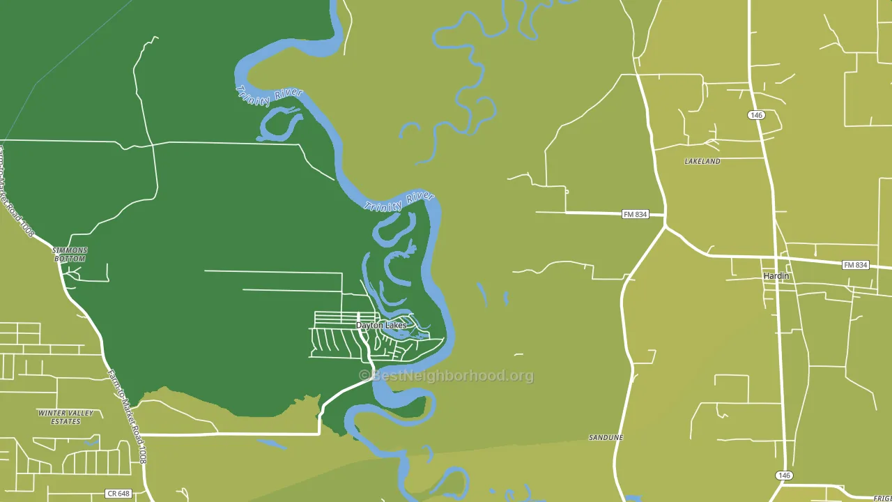 Dayton Lakes, TX block-group voter-turnout map