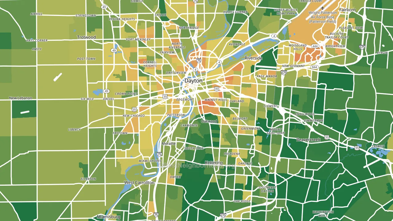 Dayton, OH block-group voter-turnout map