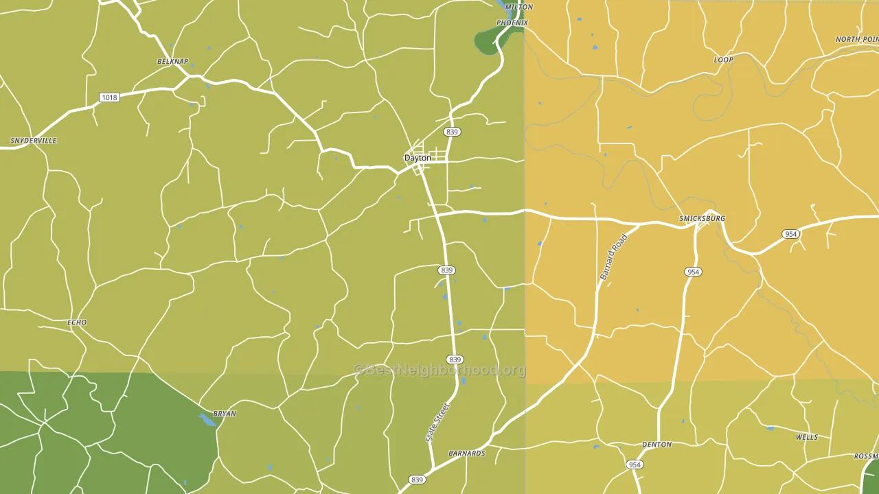 Dayton, PA block-group voter-turnout map