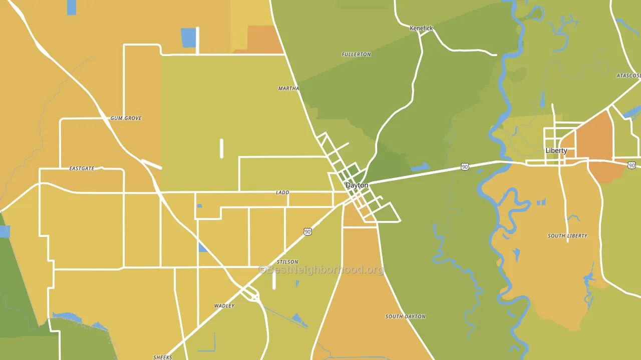 Dayton, TX block-group voter-turnout map