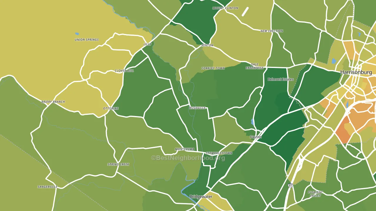 Dayton, VA block-group voter-turnout map
