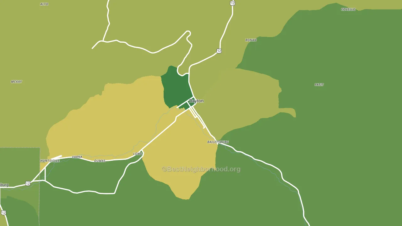 Dayton, WA block-group voter-turnout map