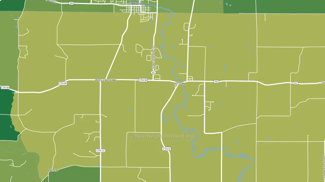 Dayton, WI block-group voter-turnout map