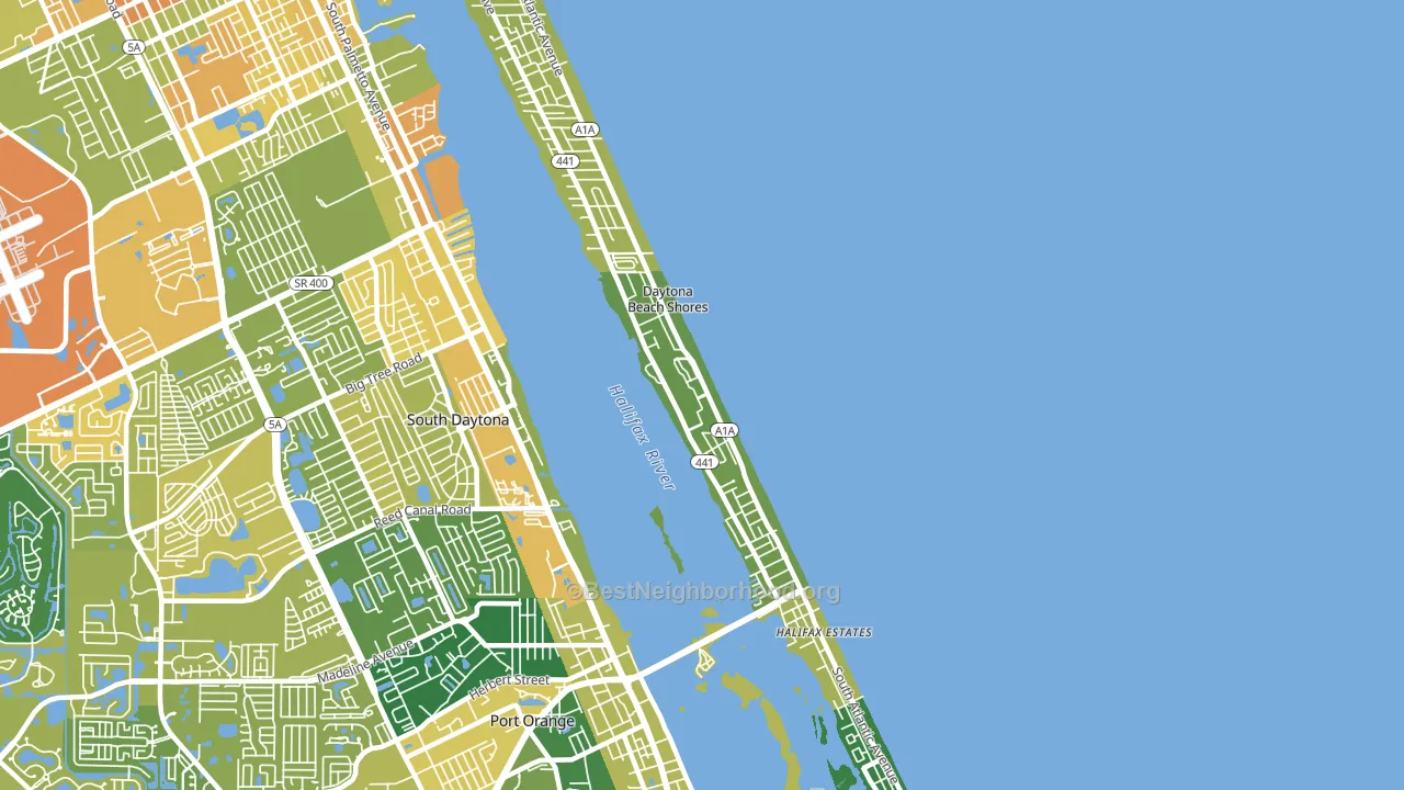 Daytona Beach Shores, FL block-group voter-turnout map
