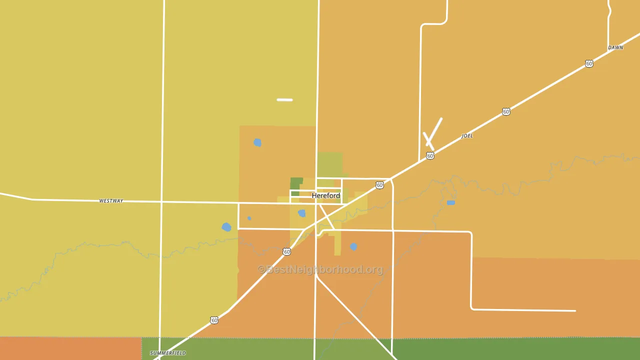 Deaf Smith County, TX block-group voter-turnout map