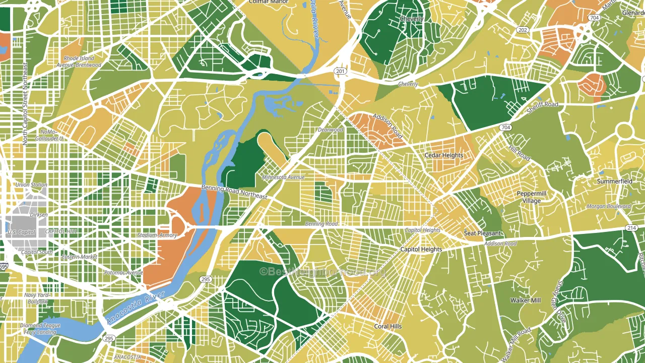 Deanwood, Washington, DC block-group voter-turnout map