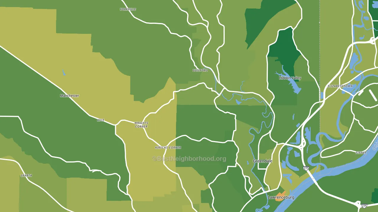 Dearborn County, IN block-group voter-turnout map