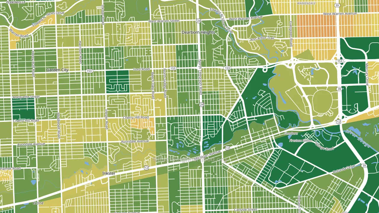 Dearborn Heights, MI block-group voter-turnout map