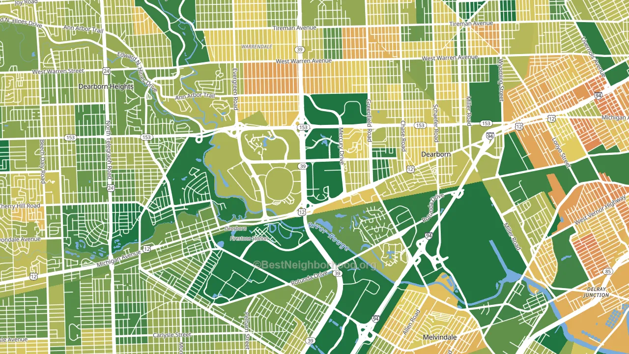 Dearborn, MI block-group voter-turnout map