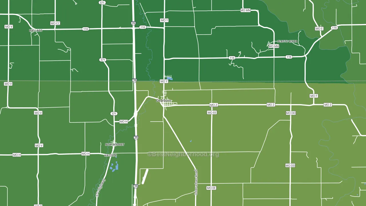 Dearborn, MO block-group voter-turnout map