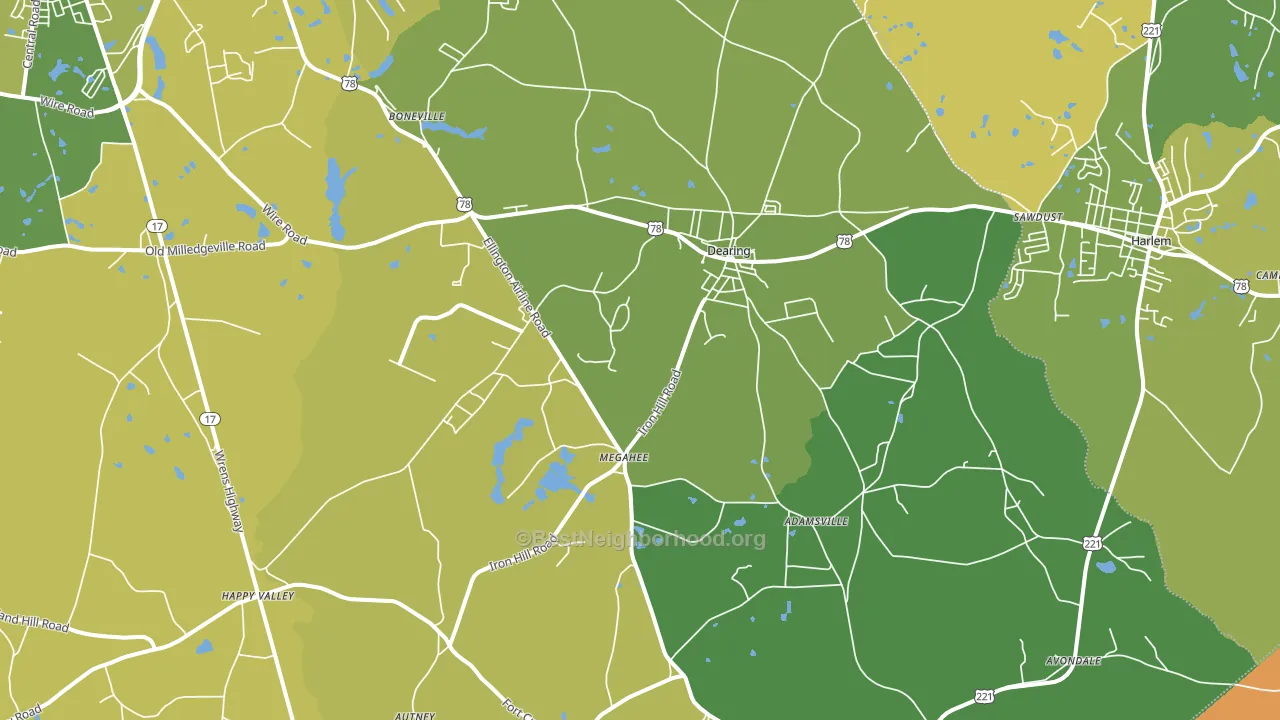 Dearing, GA block-group voter-turnout map