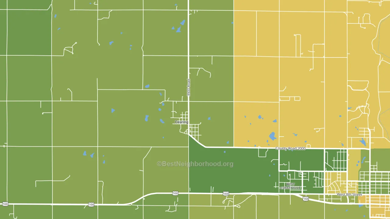 Dearing, KS block-group voter-turnout map