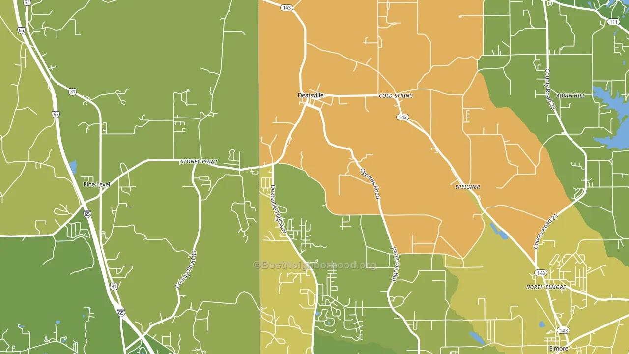 Deatsville, AL block-group voter-turnout map