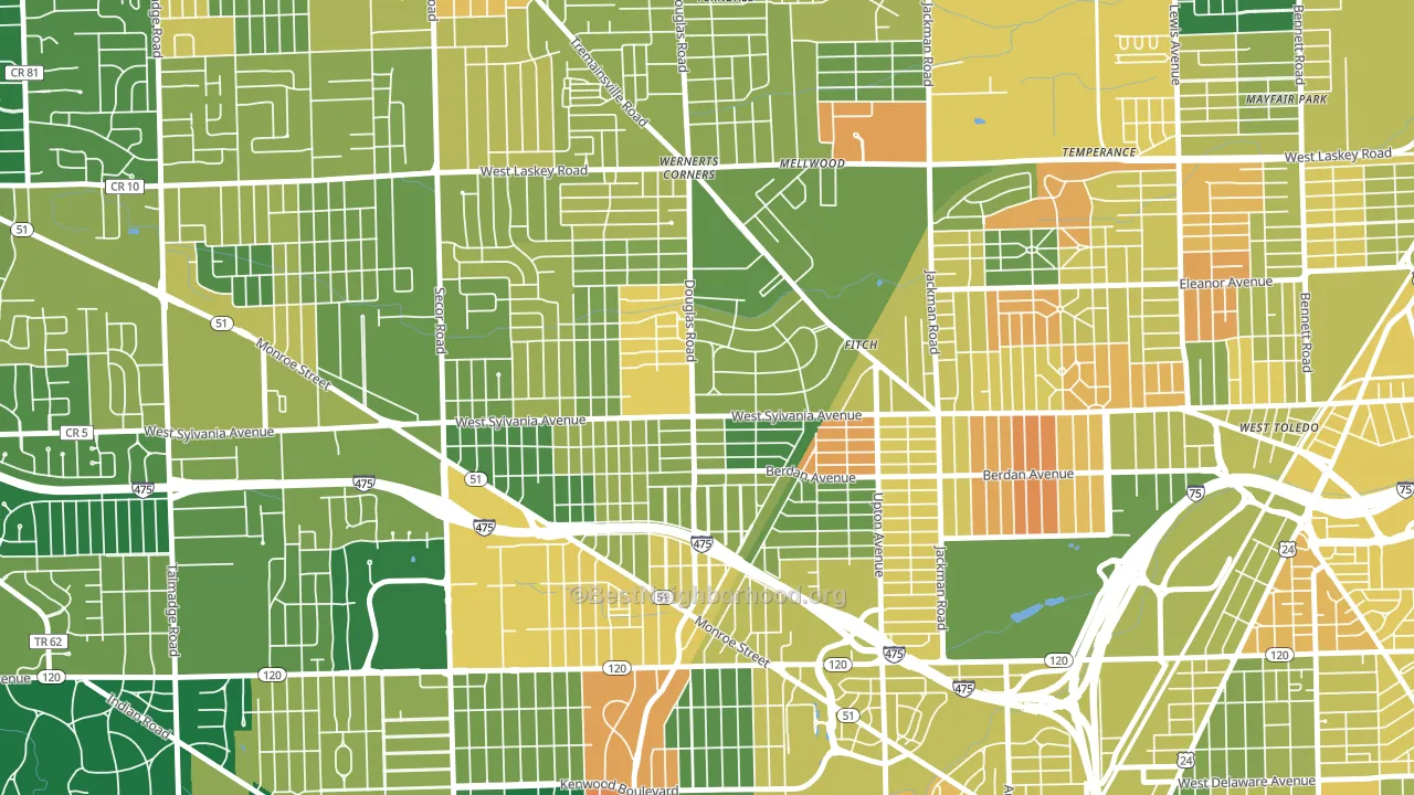 Deaveaux, Toledo, OH block-group voter-turnout map