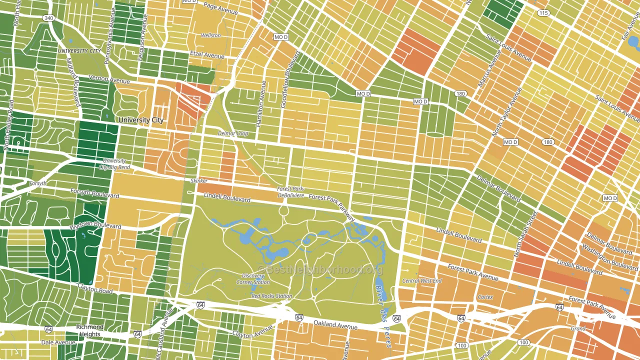 Debaliviere Place, St. Louis, MO block-group voter-turnout map