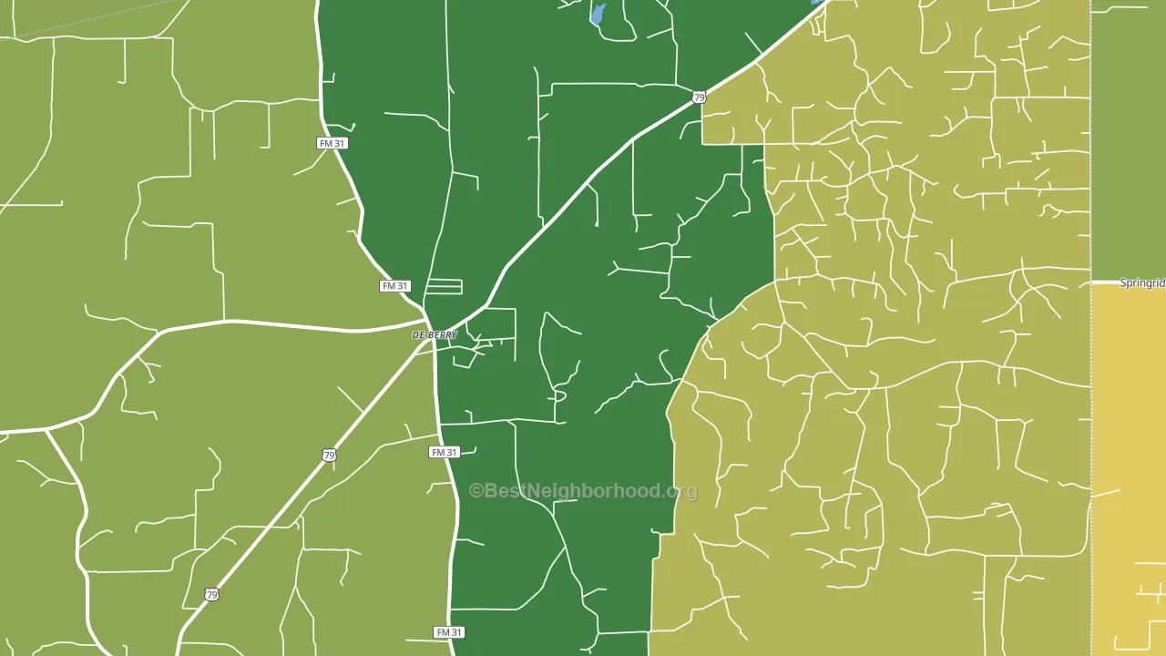 DeBerry, TX block-group voter-turnout map
