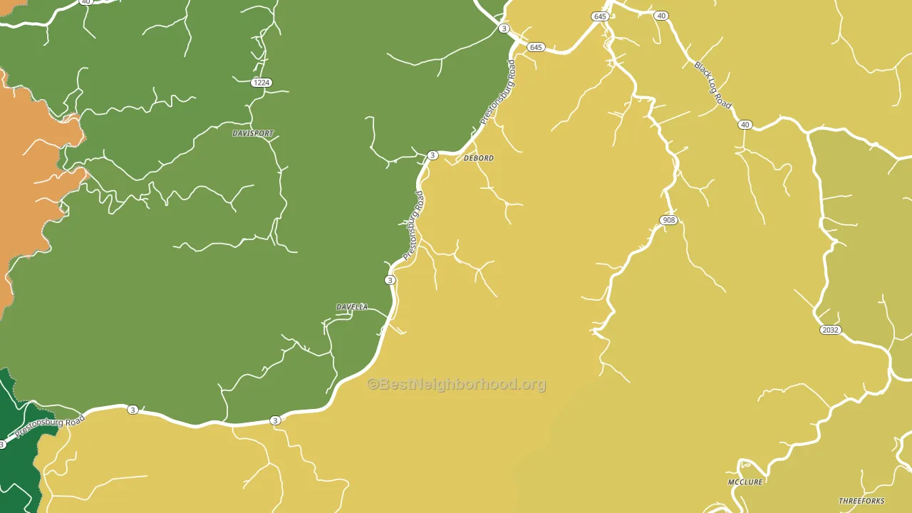 DeBord, KY block-group voter-turnout map