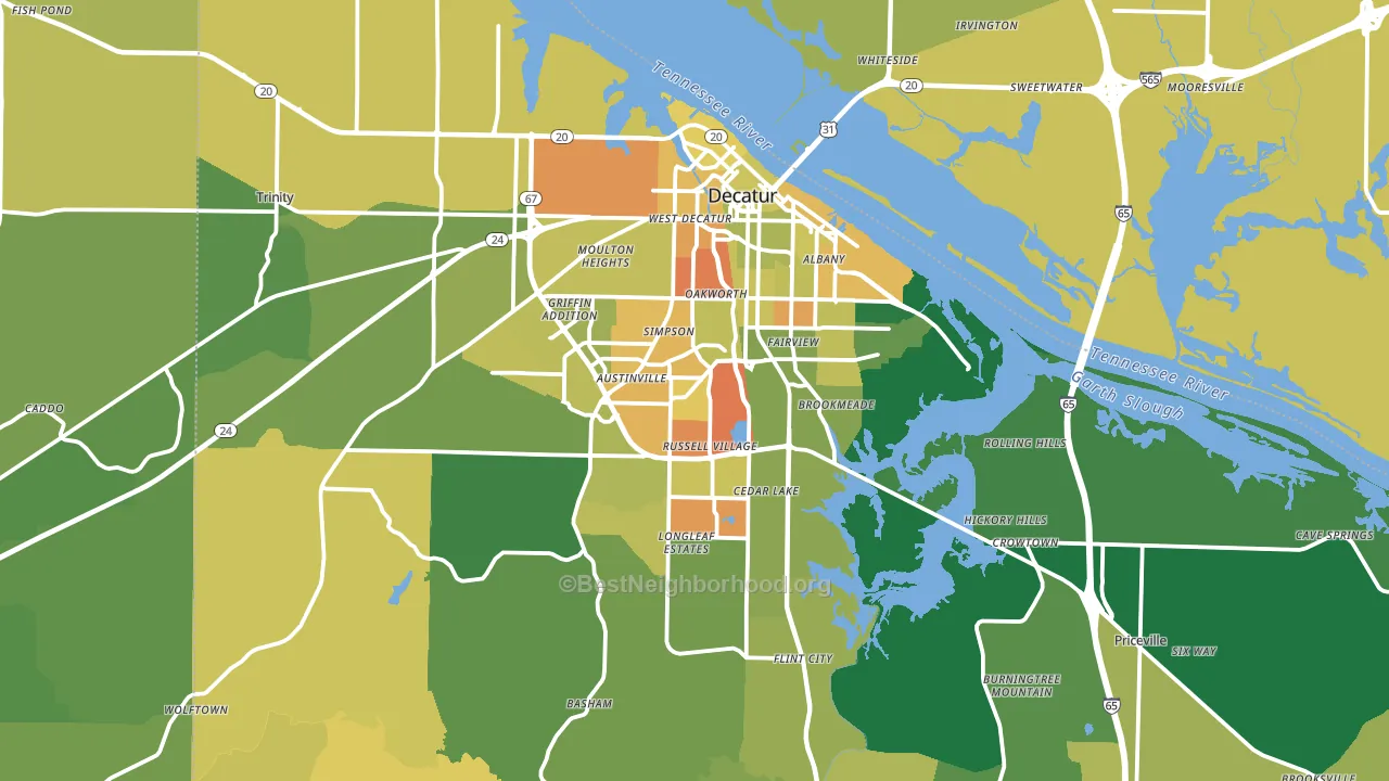 Decatur, AL block-group voter-turnout map