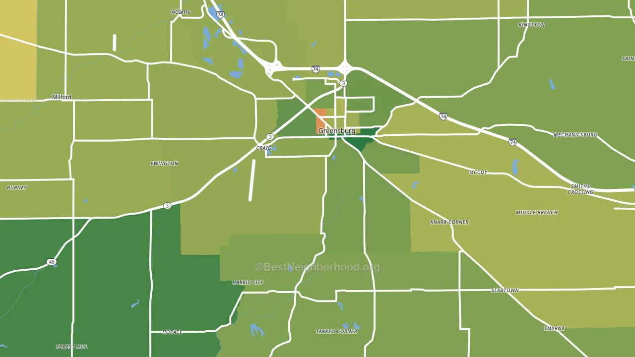 Decatur County, IN block-group voter-turnout map